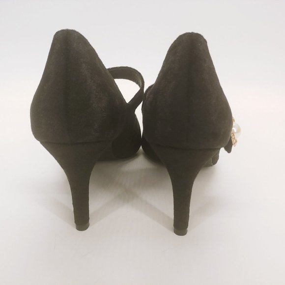 Monroe And Main Womens Mary Janes Stiletto Heels Black Hook And Loop 8.5M New - Picture 4 of 10